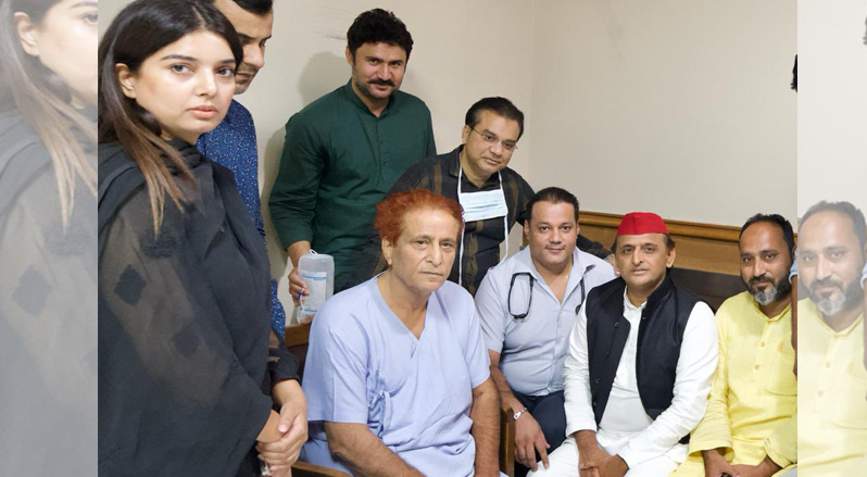 اعظم خان سے ملاقات کے لئے دہلی کے گنگا رام استپال پہنچے اکھلیش یادو