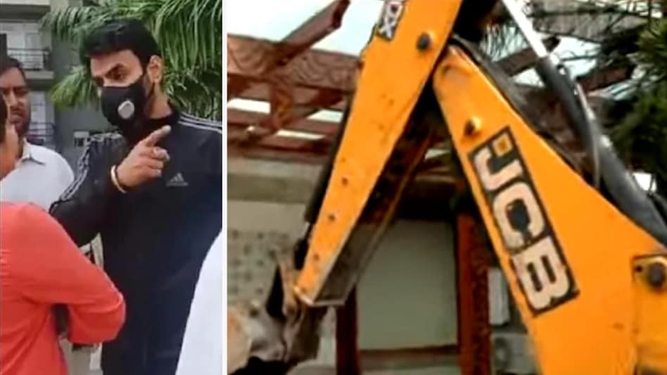 خاتون سے بدسلوکی کرنے والے لیڈر شری کانت تیاگی پر کارروائی، نوئیڈا اتھارٹی نے چلایا بلڈوزر