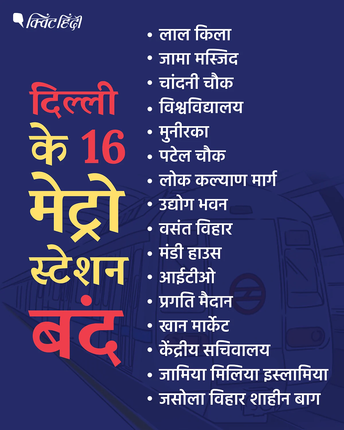 दिल्ली CAA प्रदर्शन: 20 मेट्रो स्टेशन,कई जगह इंटरनेट,कई रास्ते बंद