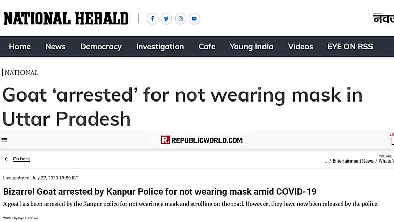 UP पुलिस ने मास्क न पहनने पर बकरी को ‘गिरफ्तार’ किया? सच जानिए