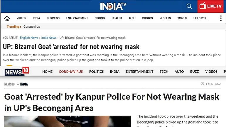 UP पुलिस ने मास्क न पहनने पर बकरी को ‘गिरफ्तार’ किया? सच जानिए