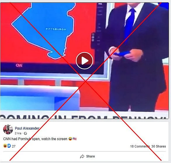 CNN के चुनाव ब्रॉडकास्ट पर पॉर्नहब का लोगो? ध्यान से देखिए!