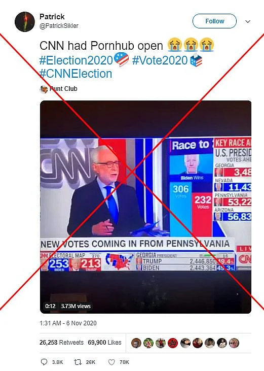 CNN के चुनाव ब्रॉडकास्ट पर पॉर्नहब का लोगो? ध्यान से देखिए!