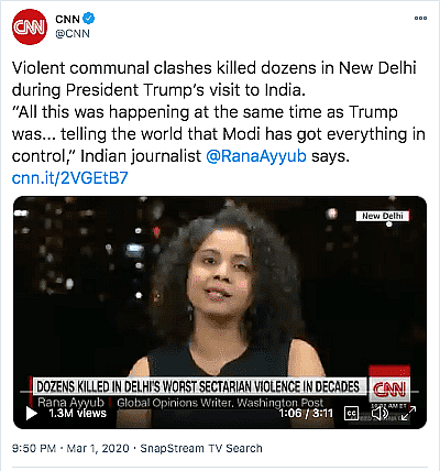 राणा अय्यूब की फोटो के साथ छेड़छाड़,फ्रांस हिंसा पर फेक ‘बयान’ वायरल