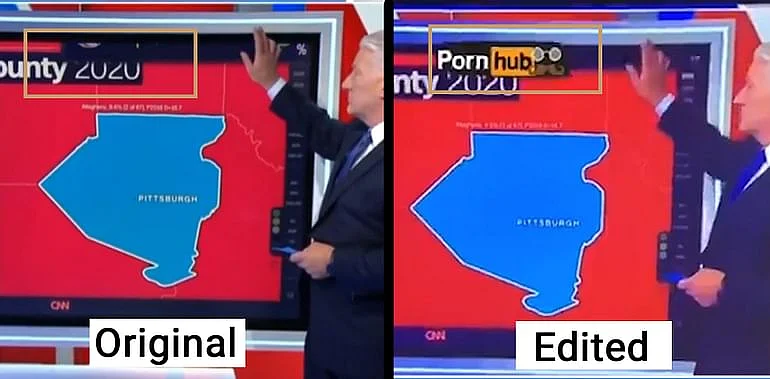 CNN के चुनाव ब्रॉडकास्ट पर पॉर्नहब का लोगो? ध्यान से देखिए!