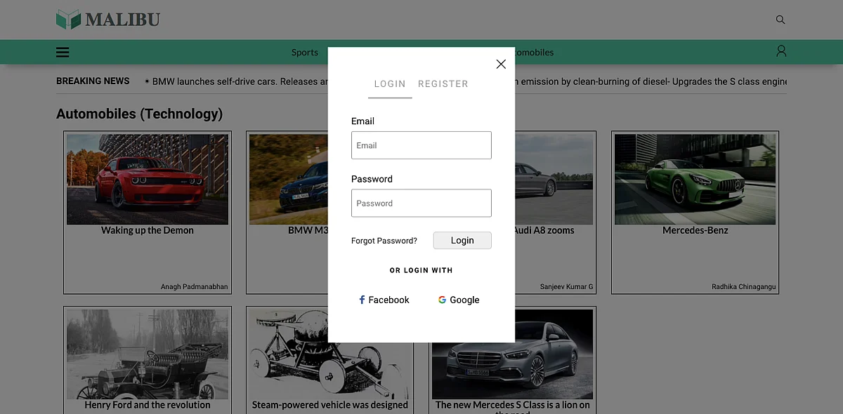 A login modal that uses Bridgekeeper JS for all its background functionality