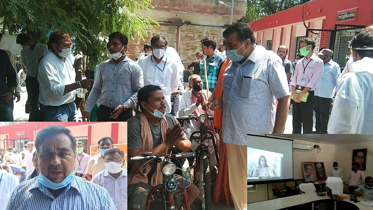 मथुरा :पीएम के जन्मदिन पर सांसद हेमा ने 46 बैटरी संचालित ट्राई साईकिल वितरित की