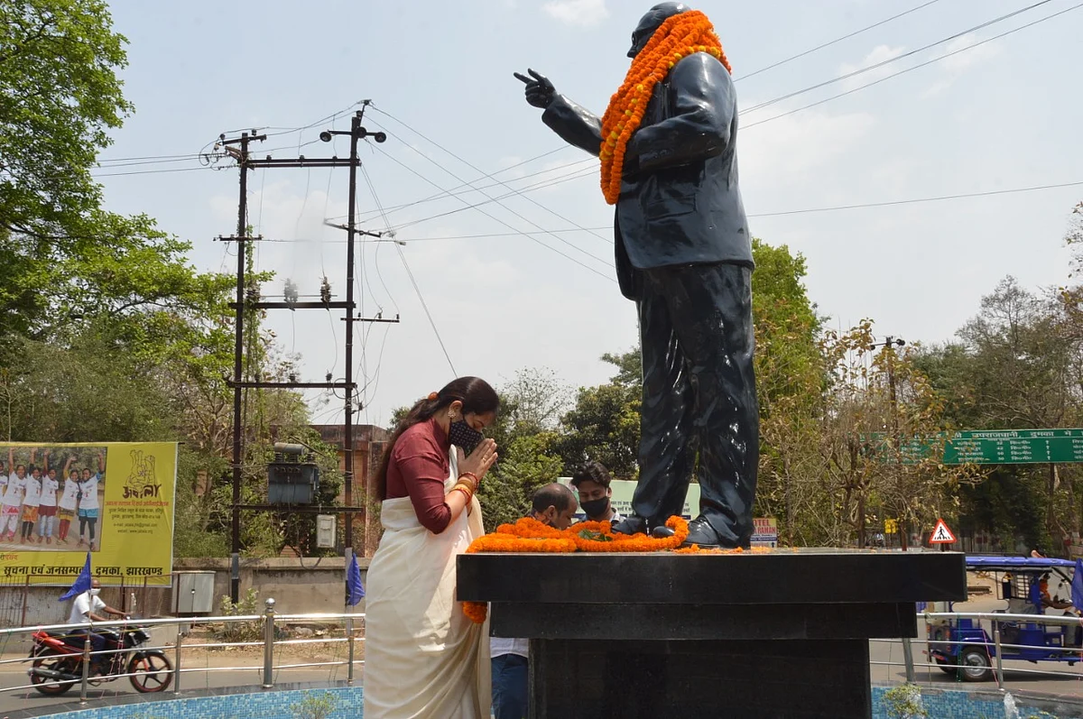 डीसी ने अंबेडकर की प्रतिमा पर किया माल्यार्पण