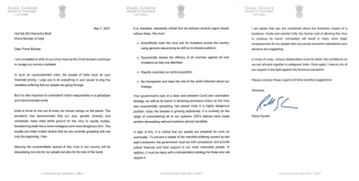 राहुल ने मोदी को लिखी चिट्ठी, कोविड और वैक्सीनेशन योजना की आलोचना