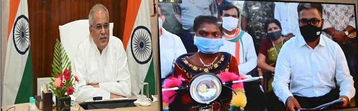रायपुर : मोटराइज्ड ट्राई साइकिल पाकर गदगद हुई दिव्यांग गीता