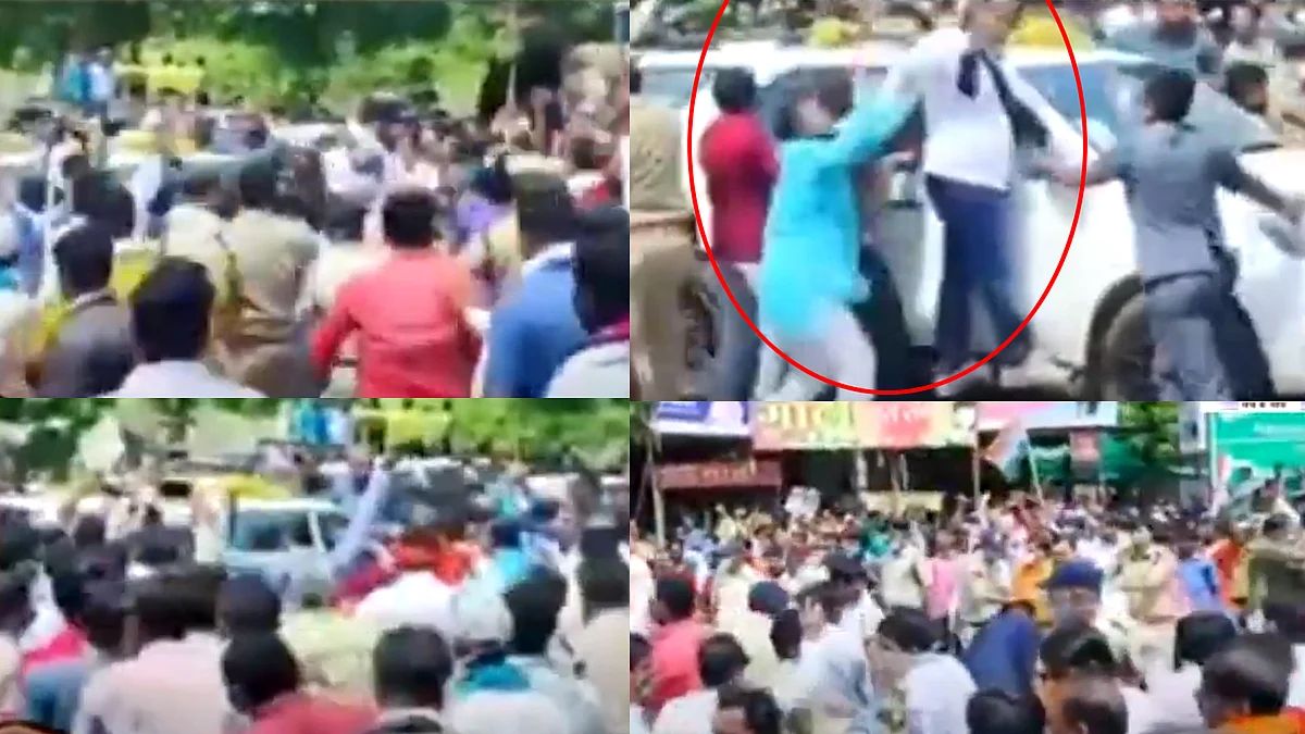 मंदसौर : कमलनाथ का विरोध, BJP युवा मोर्चा कार्यकर्ताओं ने दिखाए काले झंडे
