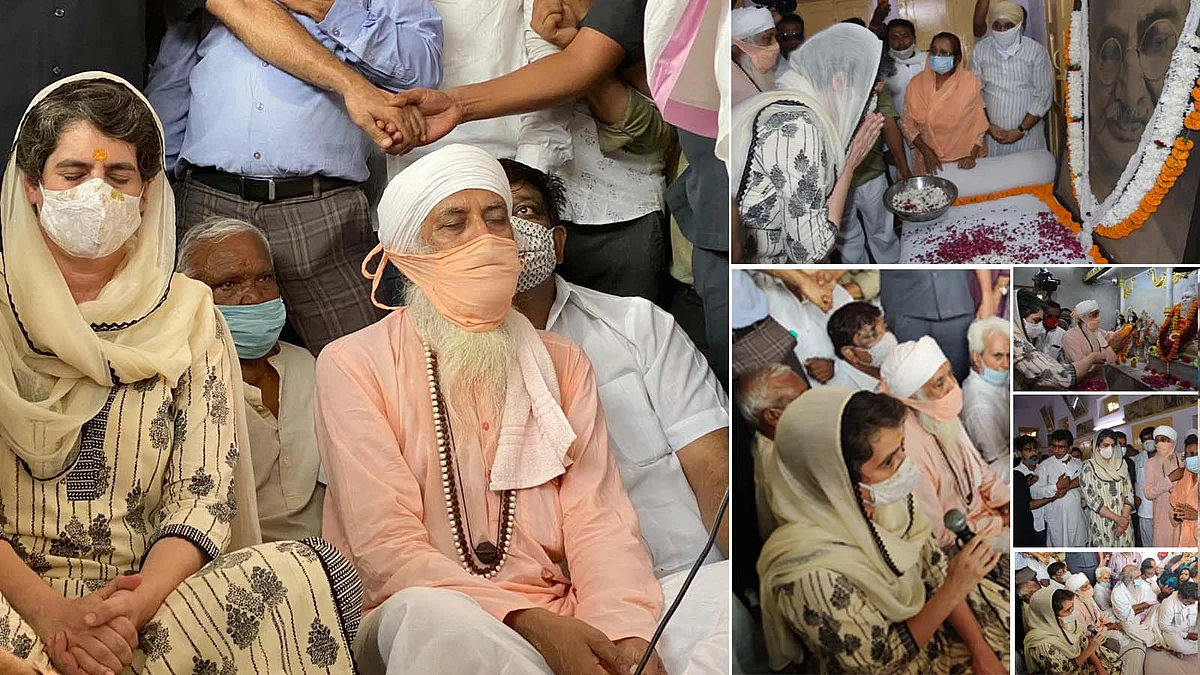 दिल्ली वाल्मीकि मंदिर में हाथरस बेटी के लिए प्रार्थना सभा में बैठी प्रियंका