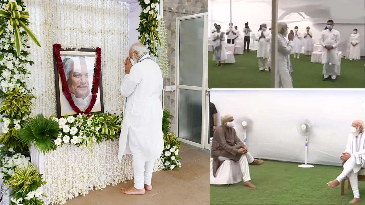 गुजरात: PM मोदी ने घर जाकर केशुभाई पटेल को किया नमन