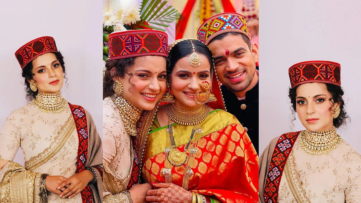 कंगना रनौत ने शेयर कीं भाई के रिसेप्शन से तस्वीरें,पहाड़ी अवतार में आईं नजर