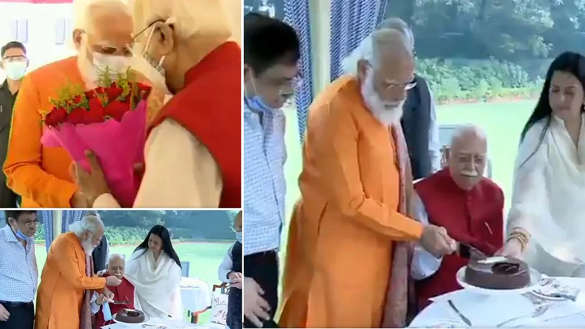 PM मोदी ने आडवाणी को घर जाकर दी जन्मदिन की बधाई- केक काटकर मनाया बर्थडे