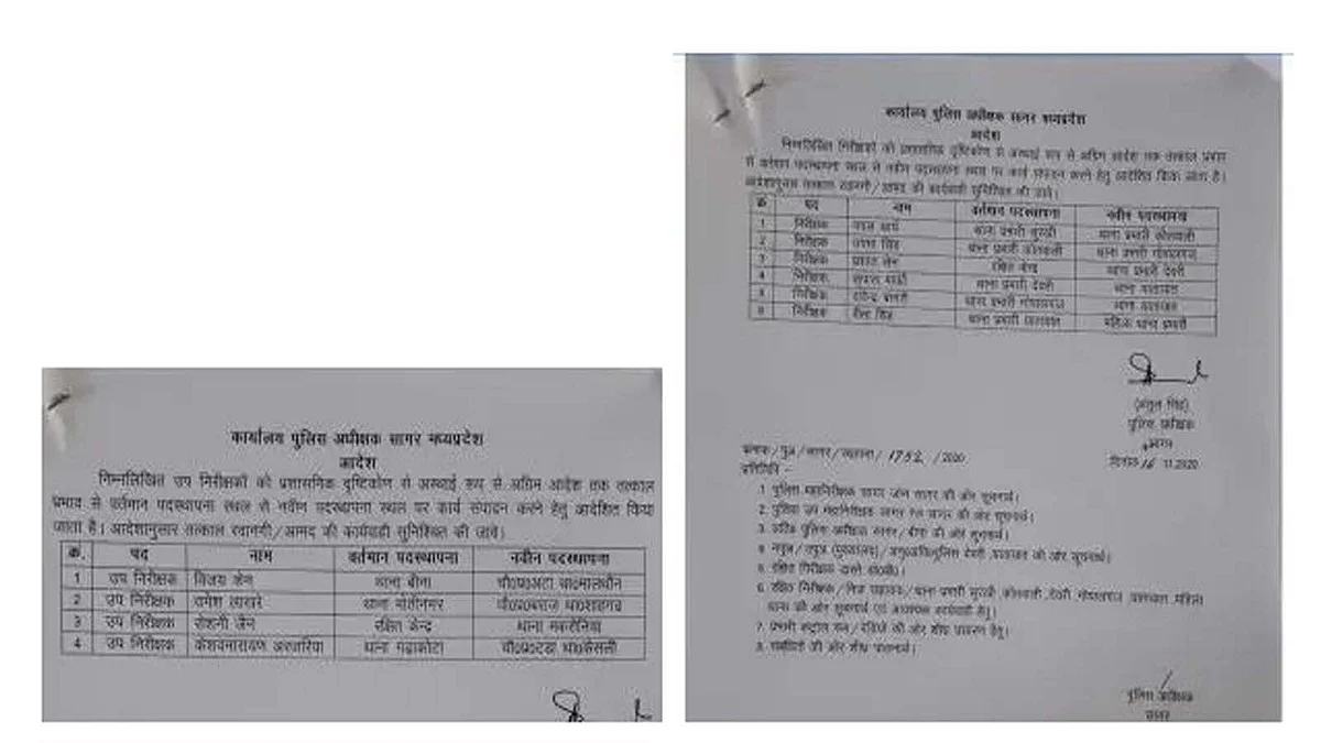 एमपी में पुलिस निरीक्षकों- उपनिरीक्षकों के तबादले