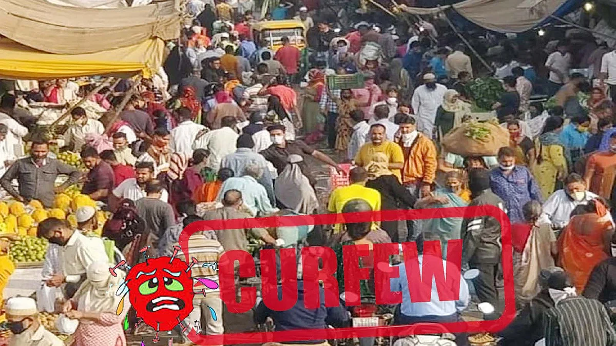अहमदाबाद में कर्फ्यू लागू होने से पहले मार्केट में उमड़ी जबरदस्त भीड़
