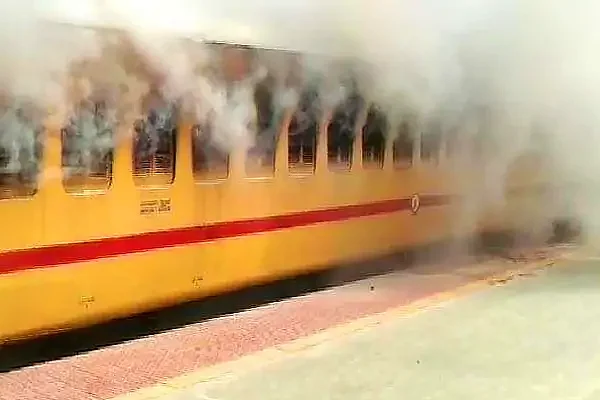Fire in two train coaches at Medchal railway station of telangana