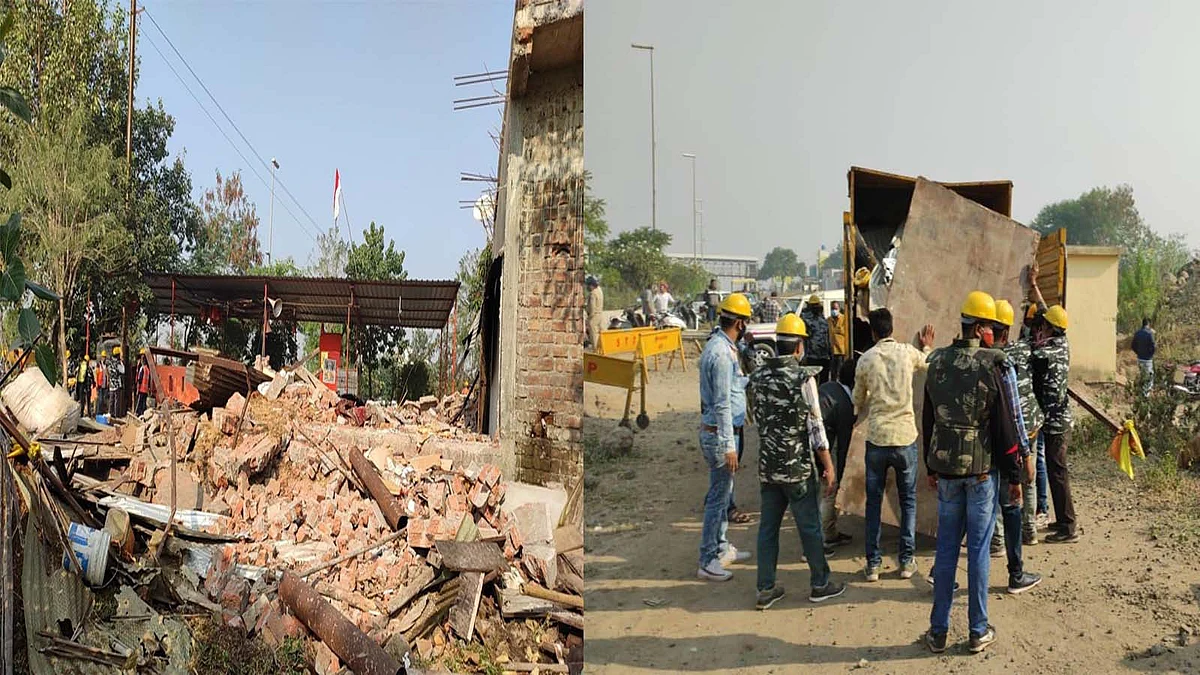 कंप्यूटर बाबा द्वारा सुपर कारिडोर पर किए गए अतिक्रमण पर प्रशासन की कार्रवाई