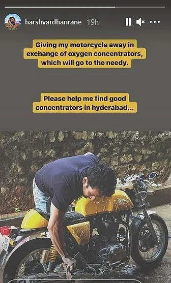 कोरोना पीड़ितों की मदद के लिए हर्षवर्धन ने बेची अपनी बाइक, शेयर किया पोस्ट