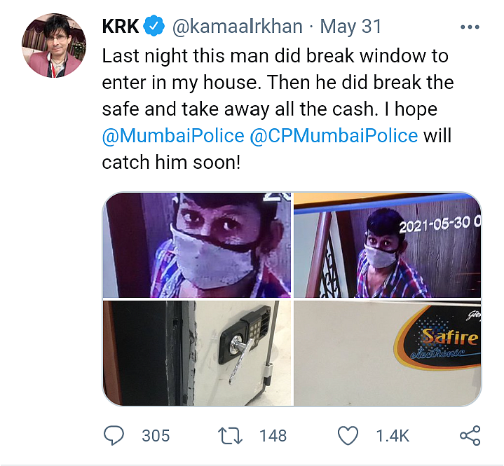 KRK के घर हुई चोरी, CCTV फुटेज शेयर कर कही यह बात