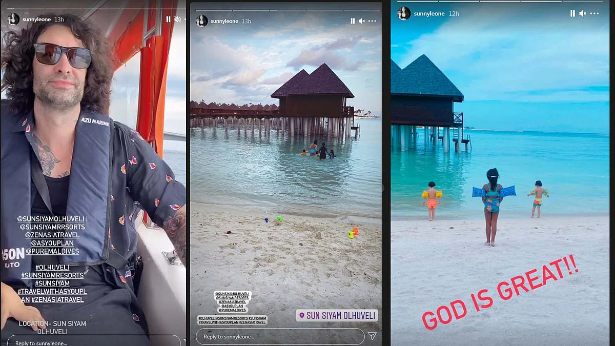 Sunny Leone Arrives in Maldives For Vacation With Family