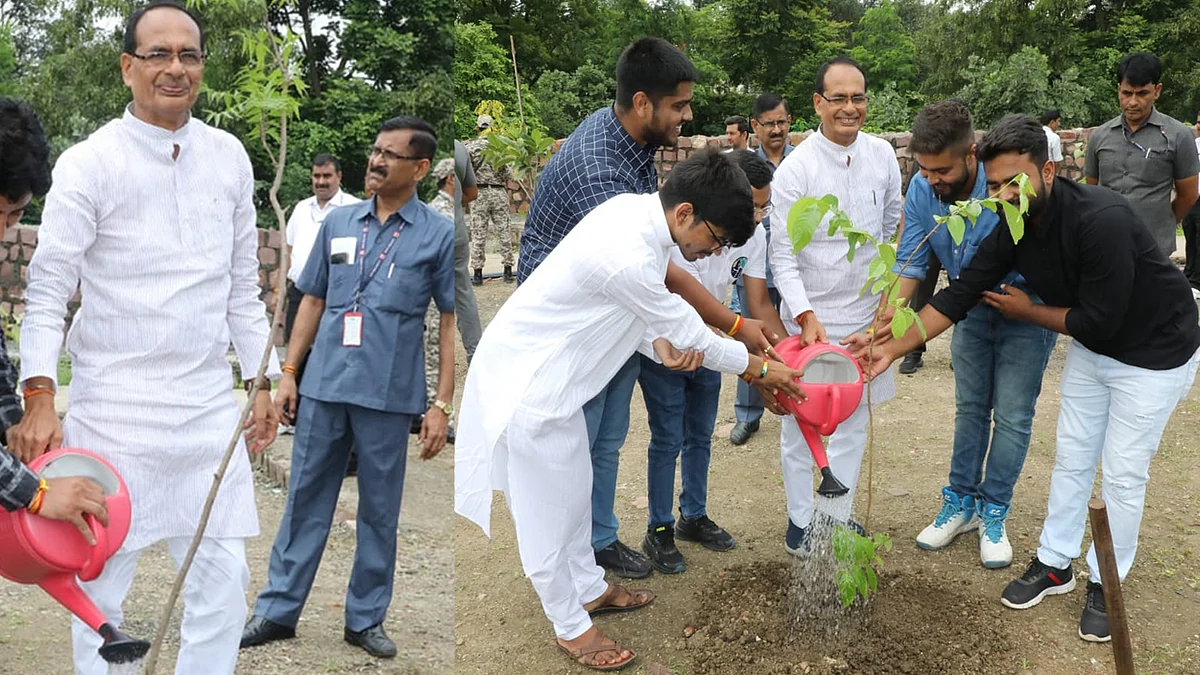 CM शिवराज ने लगाए नीम, पिंक केसिया और बरगद के पौधे