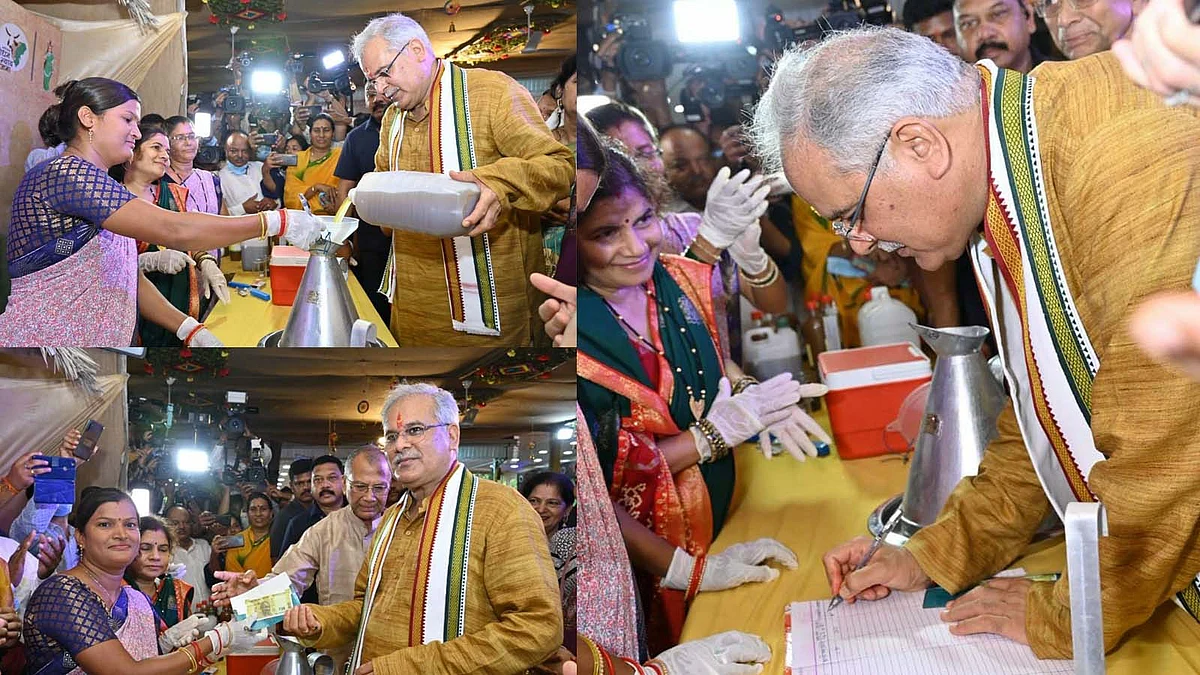 भूपेश बघेल बने पहले गौमूत्र विक्रेता