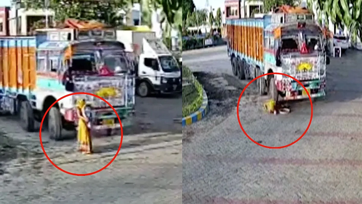 महिला को ट्रक ने कुचला, घायल