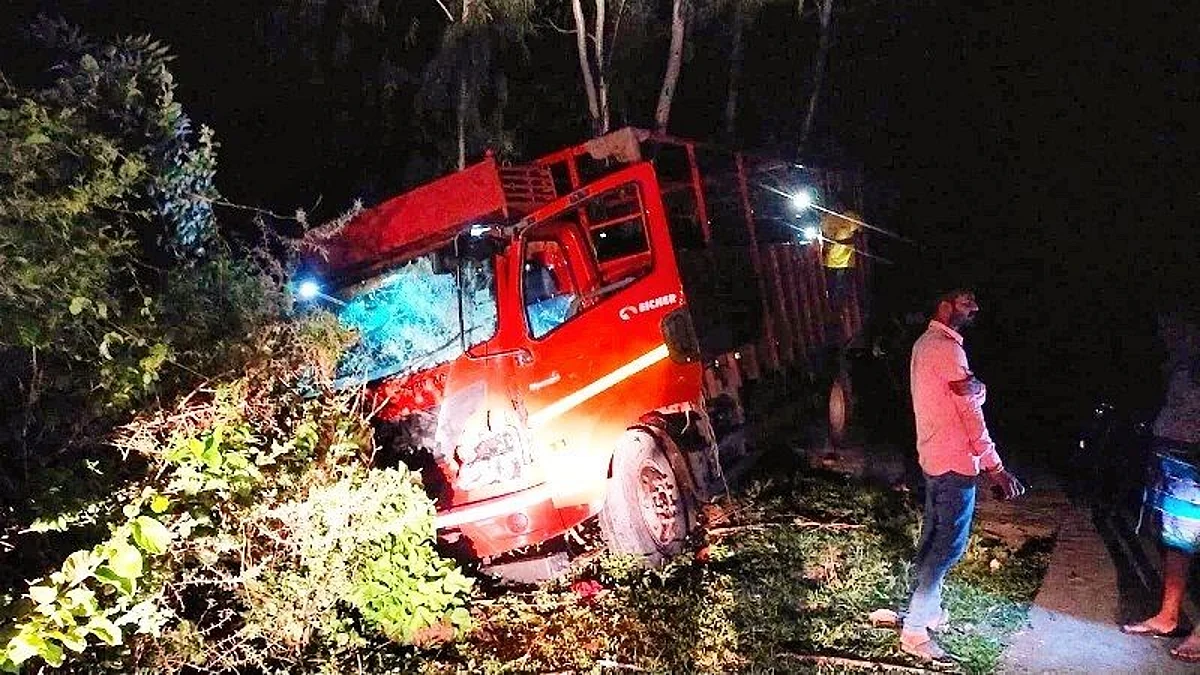 गोवंश से भरा ट्रक हुआ दुर्घटनाग्रस्त