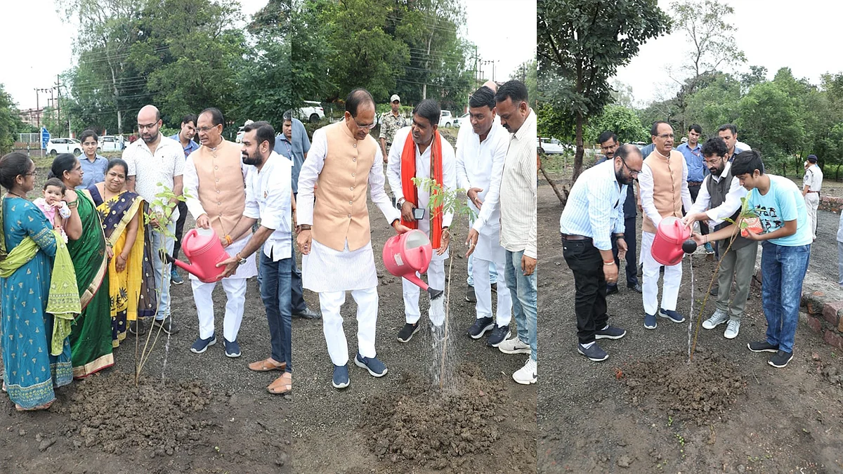 सीएम ने लगाए बादाम, गुलमोहर-हरसिंगार के पौधे