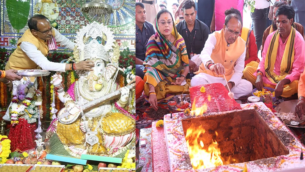बाढ़ वाले गणेश मंदिर में पहुंचे CM