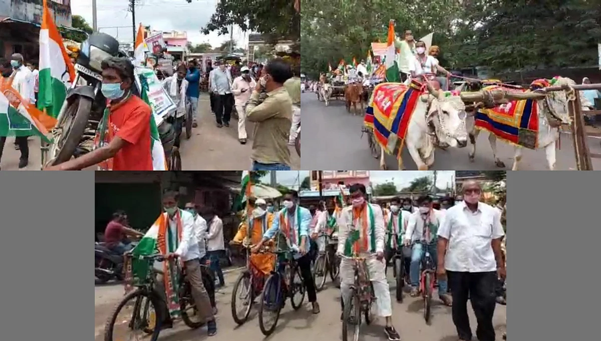 चंद्रपुरमध्ये इंधन दरवाढी विरोधात काँग्रेसचा बैलगाडी मोर्चा !