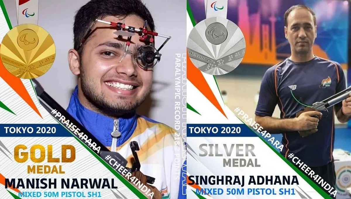Paralympics: मनीष नरवाल ने 'सुवर्ण' तर सिंहराज ने पटकावले 'रौप्य'