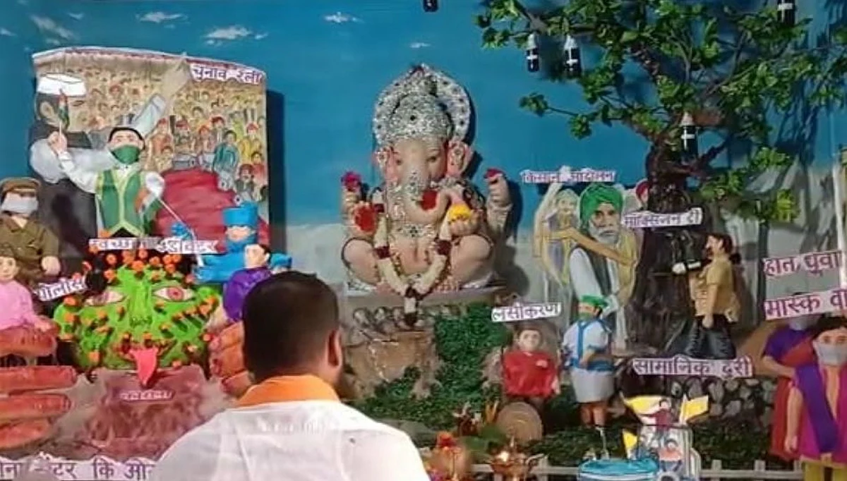 Ganpati : विरारमधील वैती कुटुंबीयांनी कोरोना योद्ध्यांना दिली अनोखी सलामी