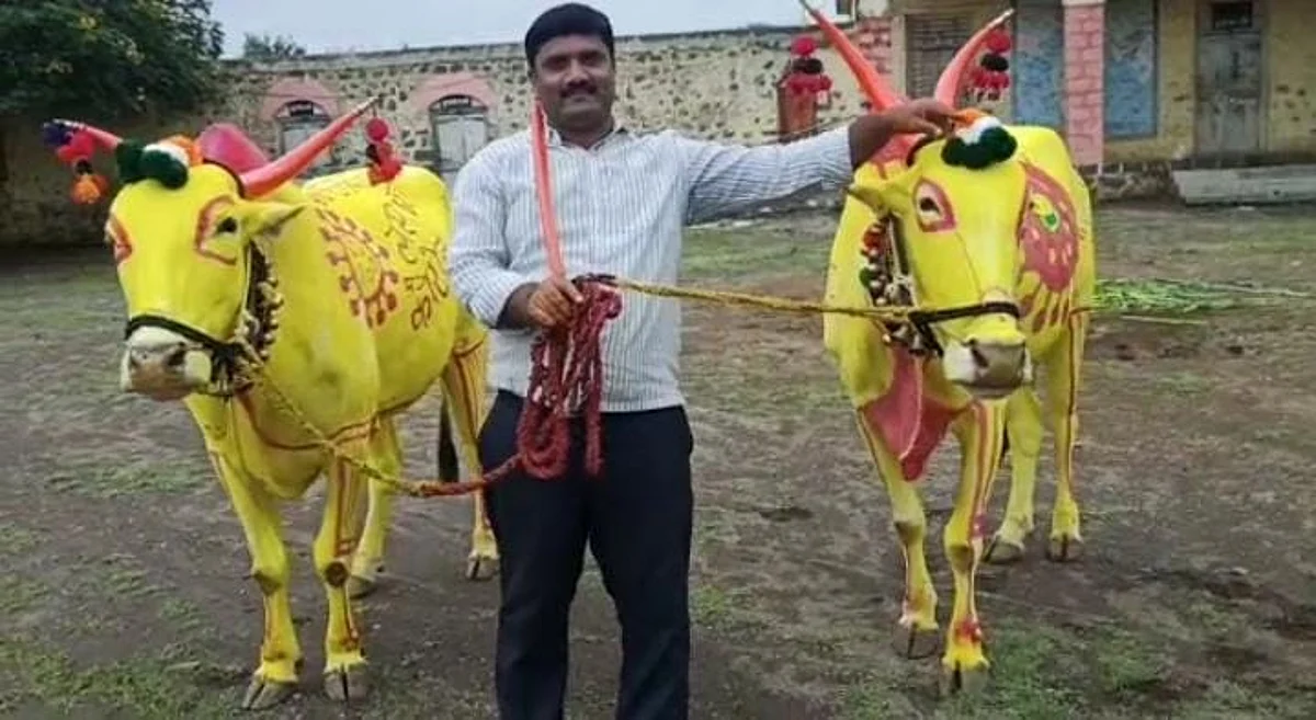 बैलपोळ्यानिमित्त बैलांच्या पाठीवरुन दिला, कोरोना जनजागृतीचा संदेश!