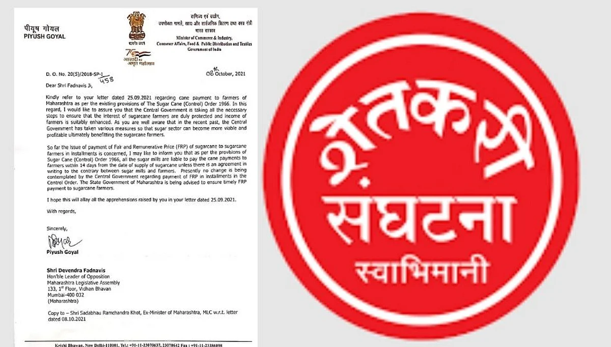 गोयल यांचे एकरकमी FRPचे पत्र म्हणजे सरकारचा निर्णय नव्हे, स्वाभिमानी ची भूमिका!