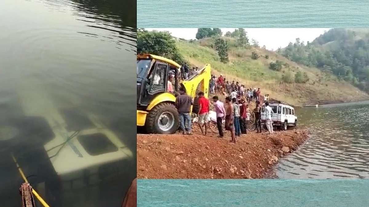 ब्रेक फेल झाल्याने गाडी थेट नर्मदा नदीत जाऊन बुडाली!