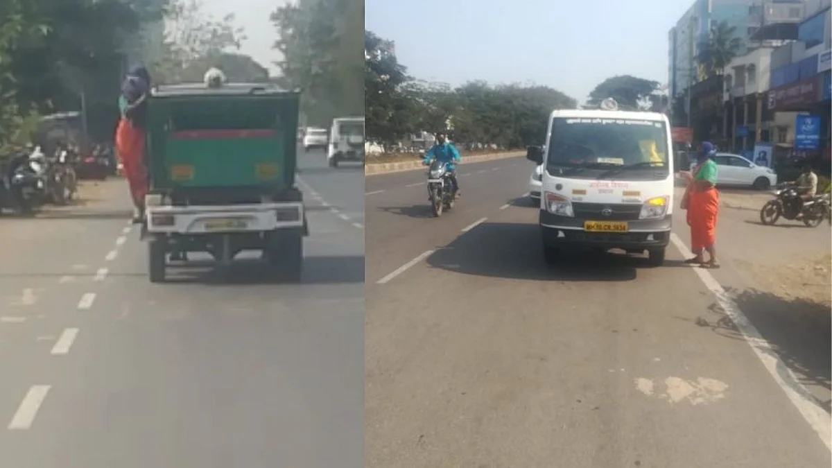 सांगली महापालिकेच्या घंटा गाडीला लटकून आजीच्या लिफ्टचा थरारक प्रवास...