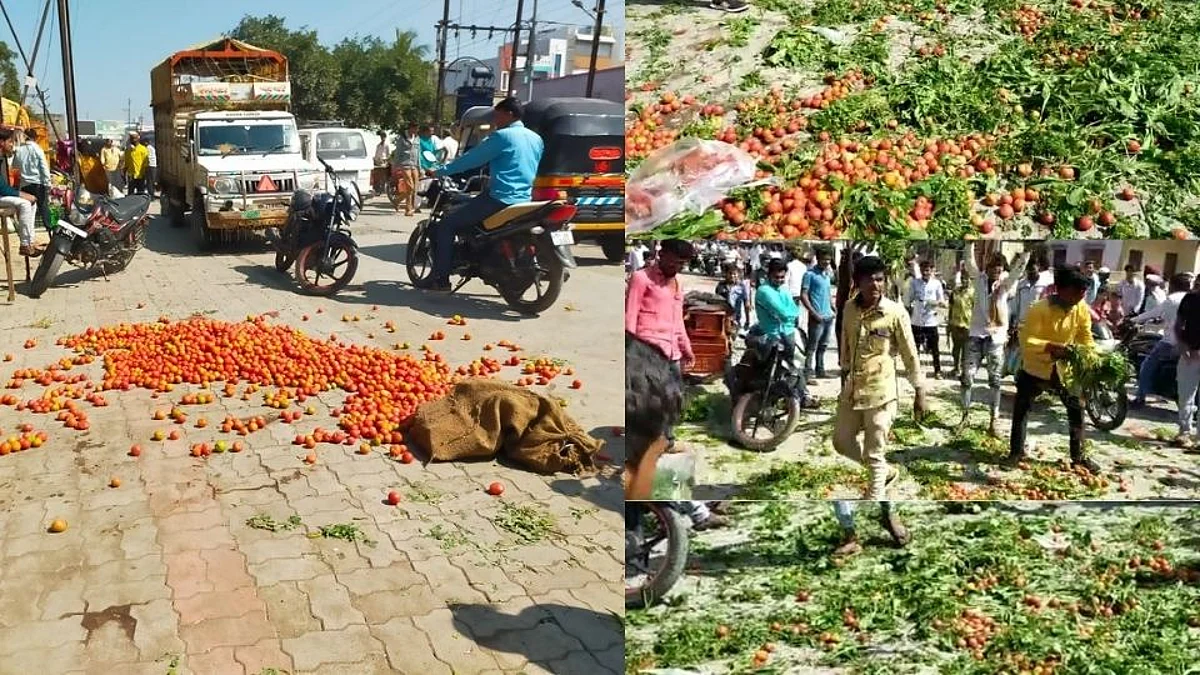 कोरोनामुळे आठवडी बाजारात बसू दिलं नाही; संतप्त शेतकऱ्यांनी रस्त्यावर फेकला भाजीपाला!