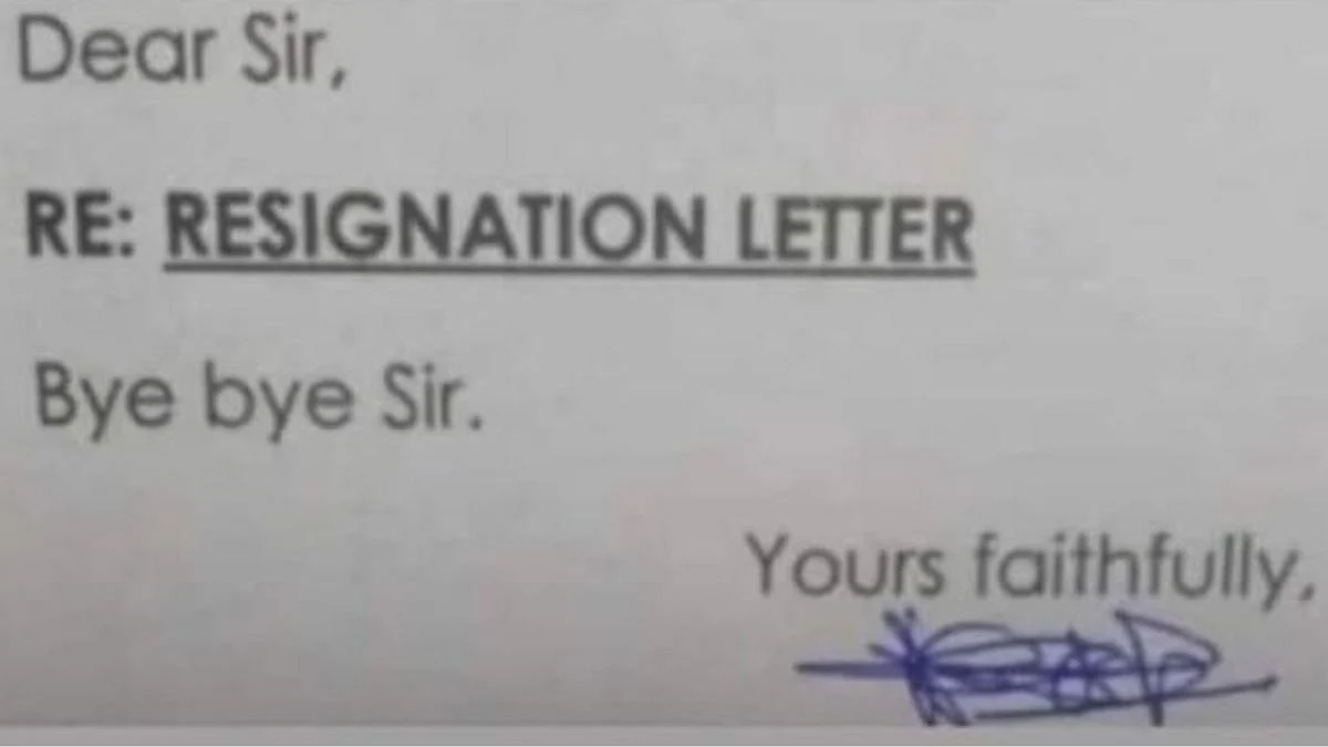 Bye Bye Sir! तीन शब्दांत दिला राजीनामा; वाचून हसू आवरणार नाही!