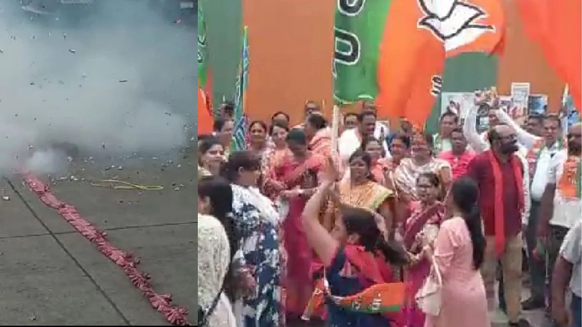 भाजप विजयाचा नागपूरात जल्लोष; भाजप कार्यकर्त्यांनी फटाके फोडून, मिठाई वाटून आनंद