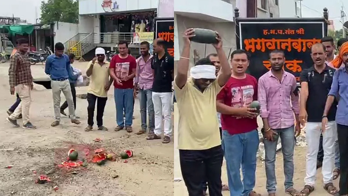 पंकजा मुंडेना तिकीट नाकारल्याने मुंडे समर्थक आक्रमक; टरबूज फोडून केला भाजपचा निषेध