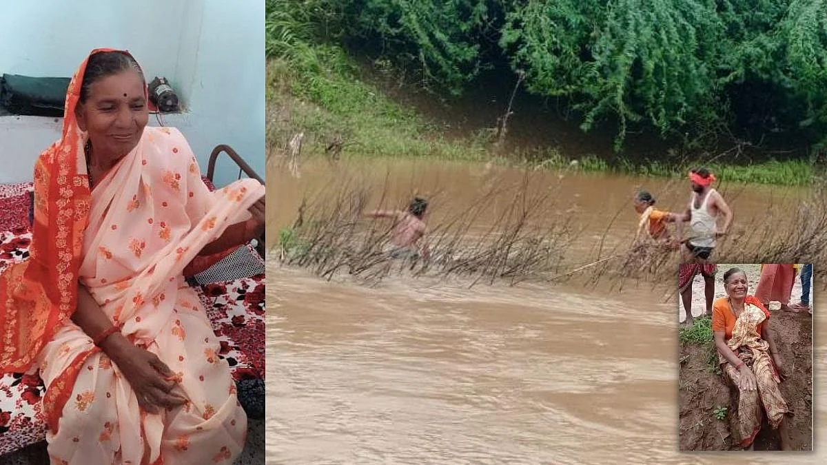 Akola Old Woman Rescued From Flood