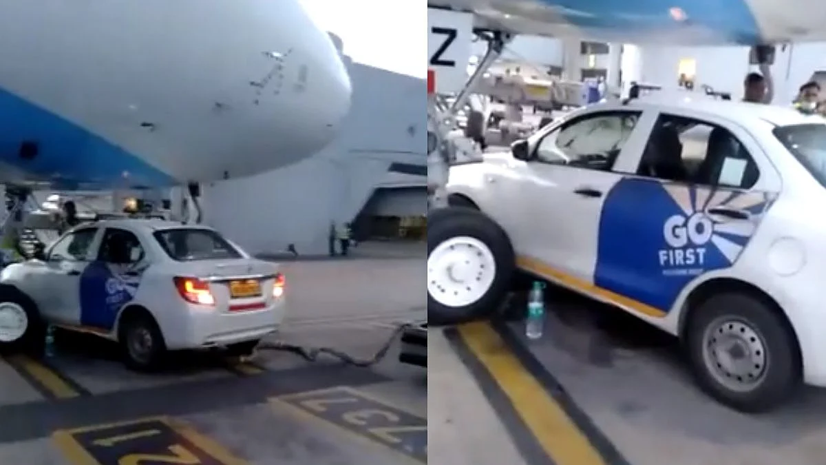 Go First car goes under IndiGo plane Accident