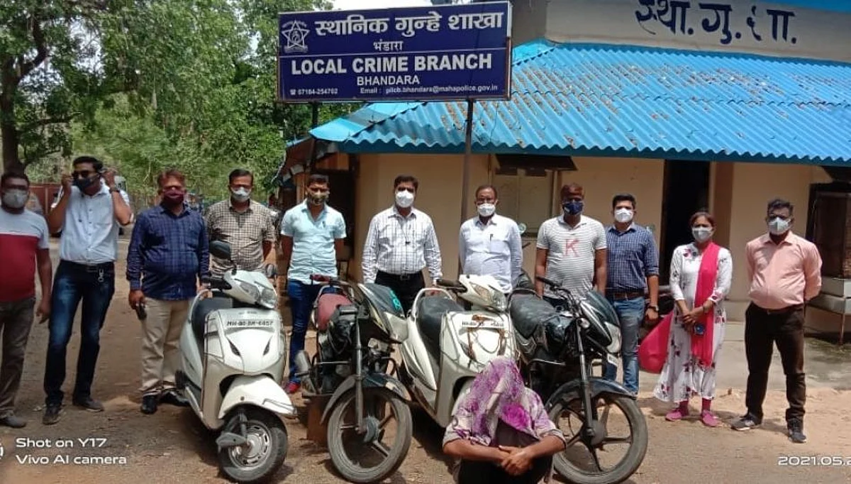 दुचाकी चोराला भंडारा स्थानिक गुन्हे शाखेच्या पथकाने ठोकल्या बेड्या