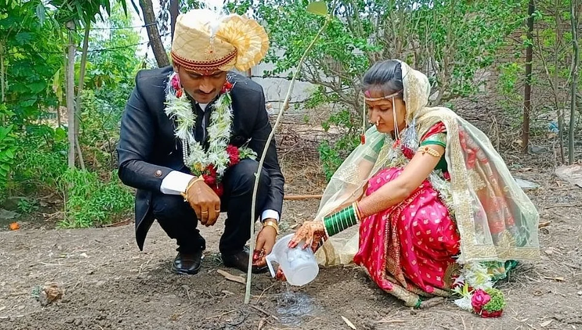 आधी केले वृक्षारोपण; मग अडकले विवाह बंधनात