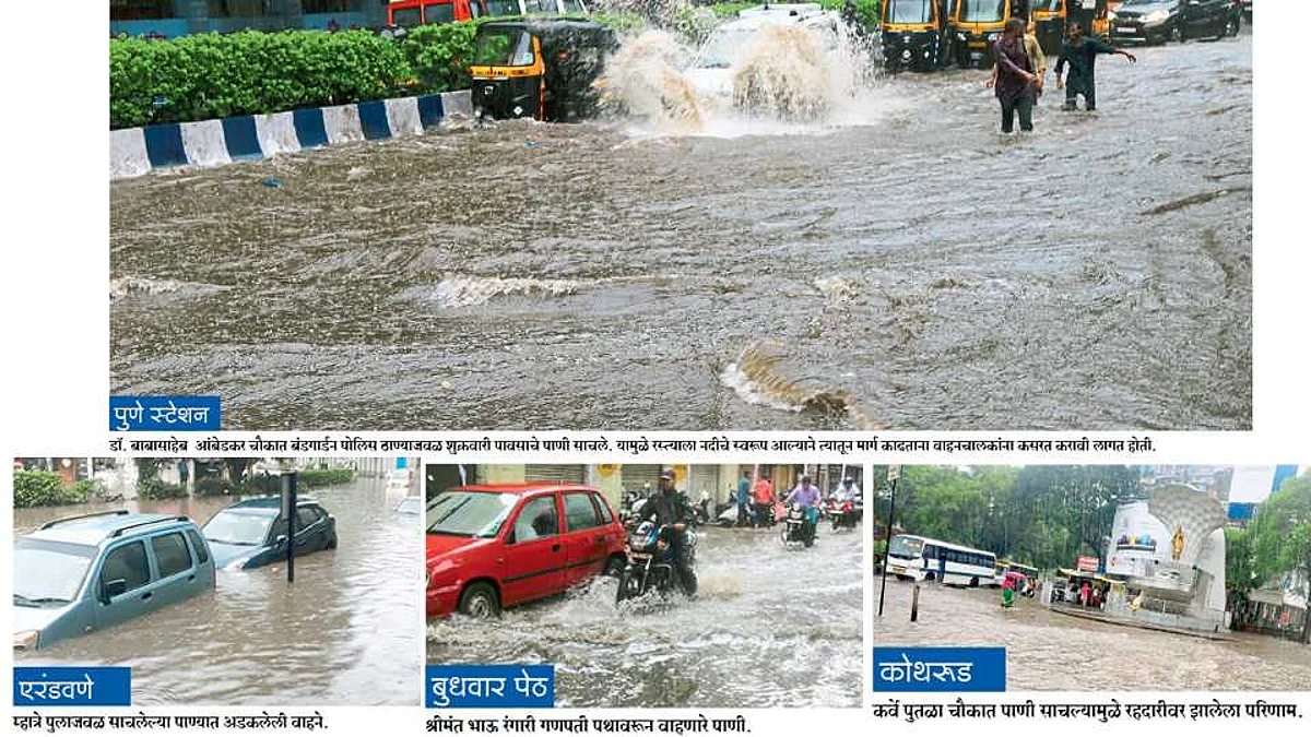 Pune Rain | मुसळधार पावसामुळे रस्ते पाण्याखाली; पुढील चार दिवस पावसाचा अंदाज