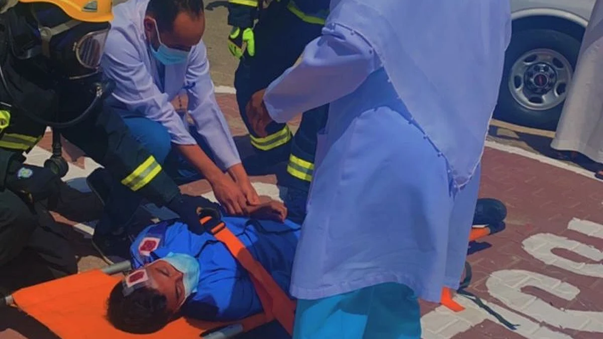 مستشفى القريع بني مالك ينفذ فرضية حريق لاستخدام مخارج الطوارئ