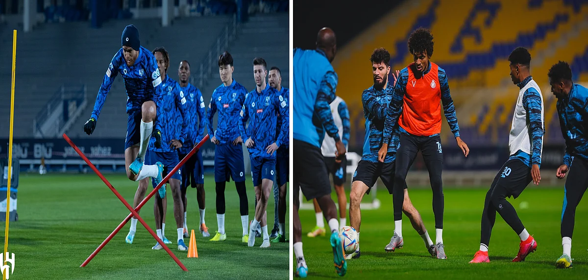 جانب من تدريبات فريقي النصر والهلال
